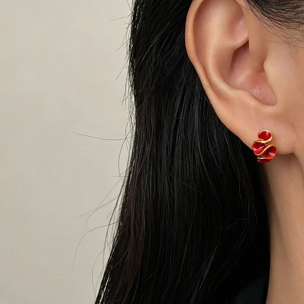 Red Enamel Earrings