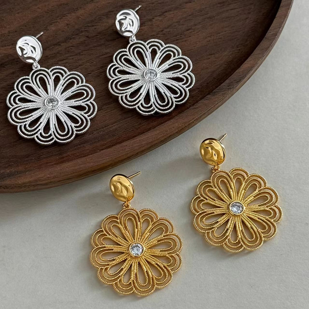 Blossom Cubic Zirconia Gold-Plated Earrings