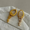 Gold Brushed Rhinestone Earrings