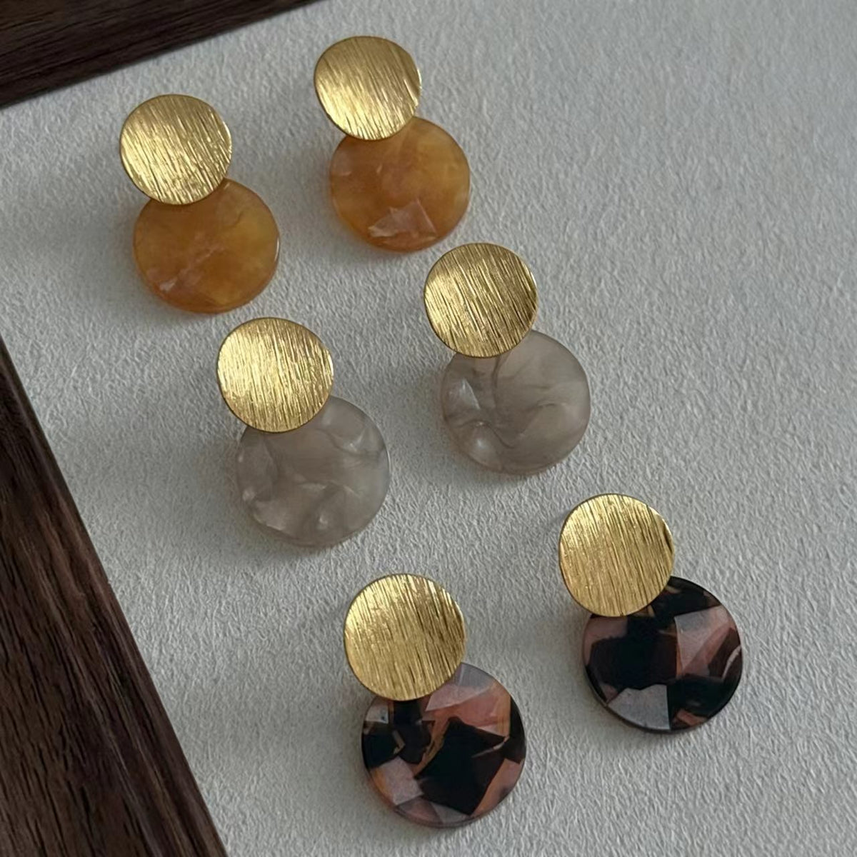 Leopard Print Resin Brushed Gold-Plated Earrings