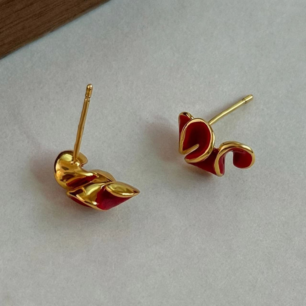 Red Enamel Earrings