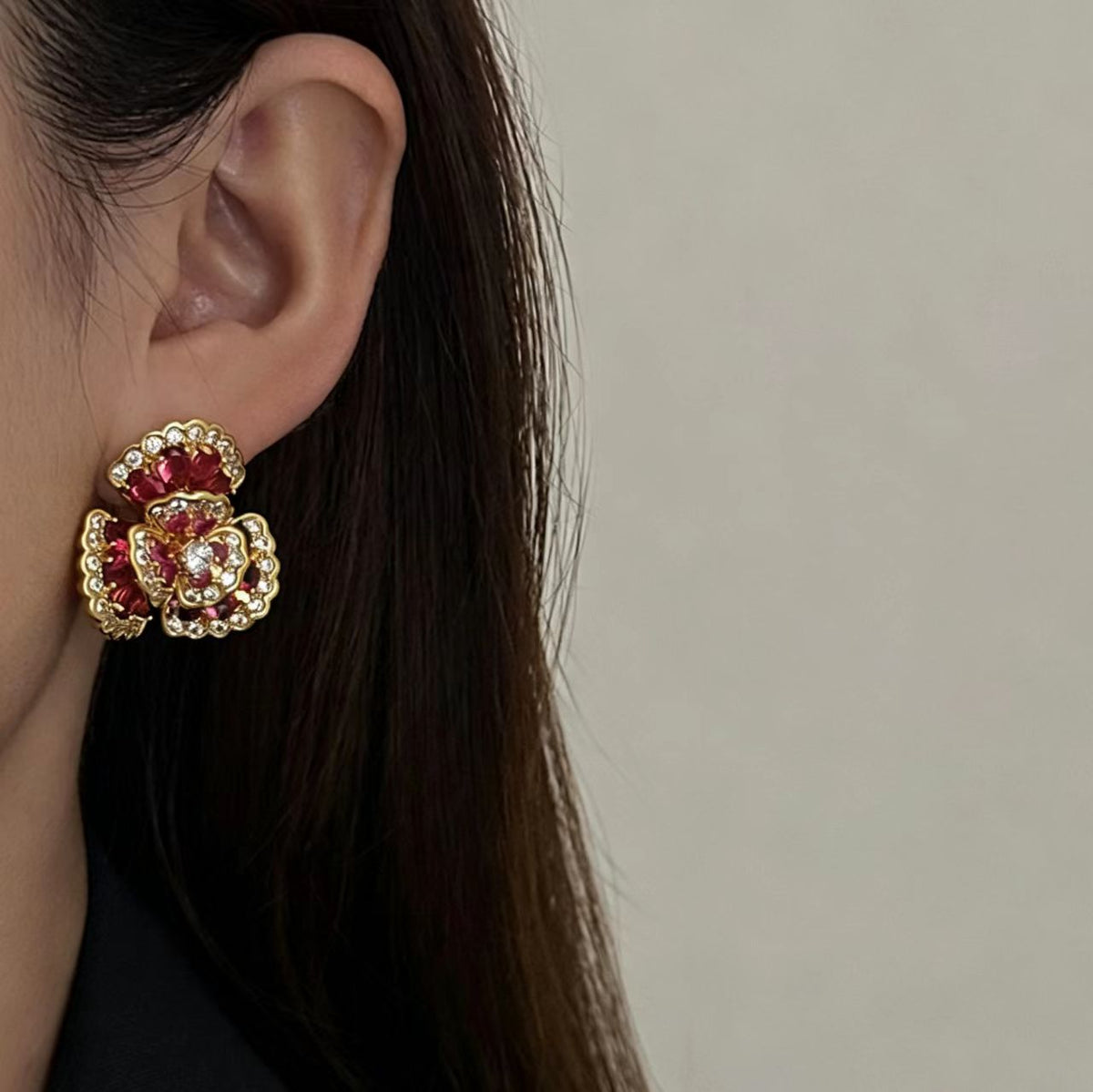 Red Colorful Cubic Zirconia Earrings