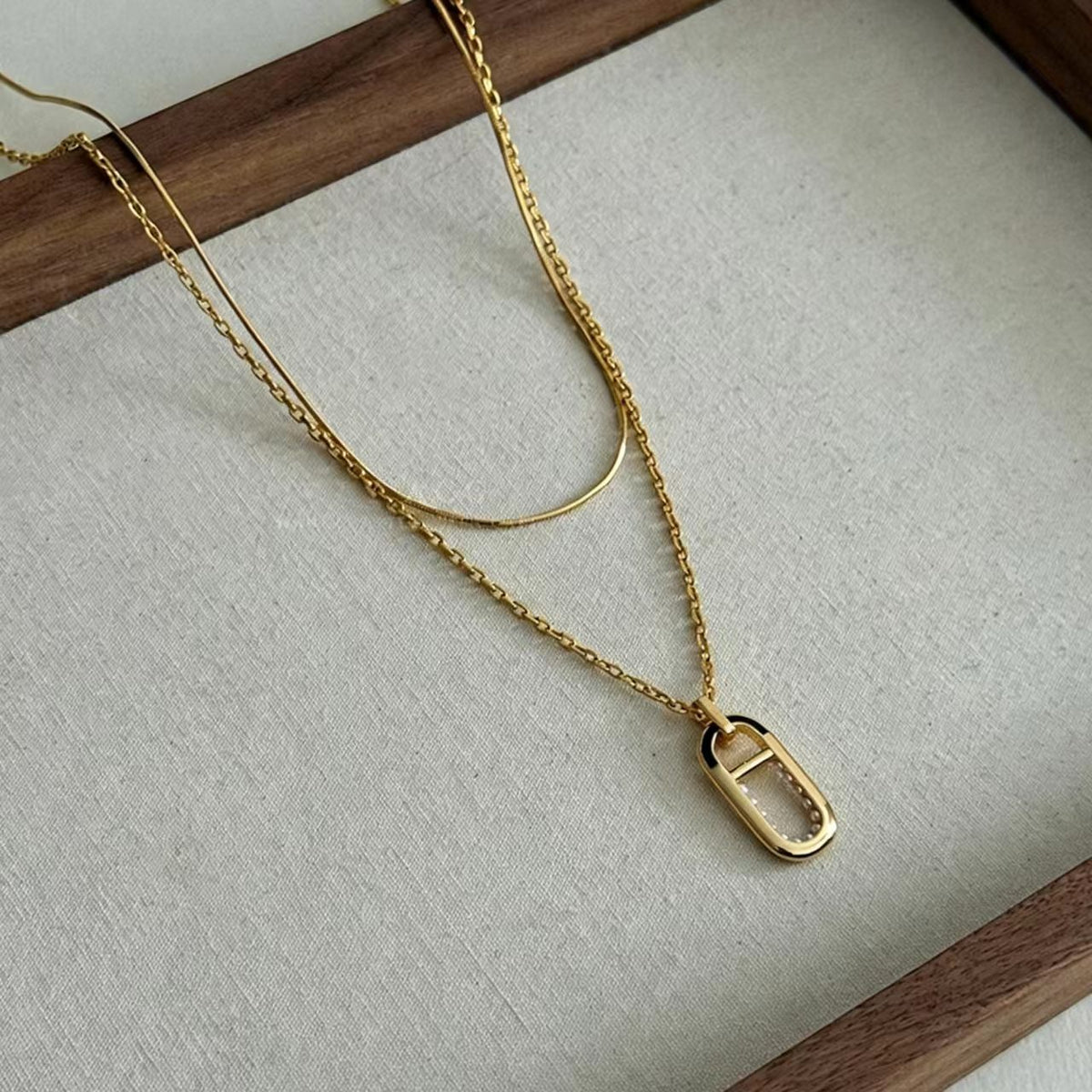 Gold Glass Bead Necklace