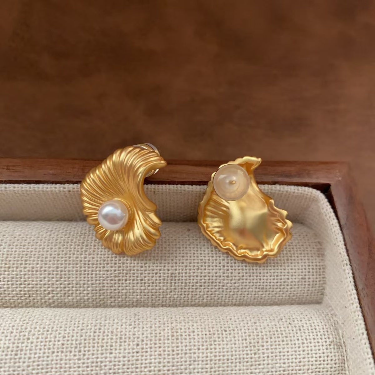 Gold Glass Bead Earrings