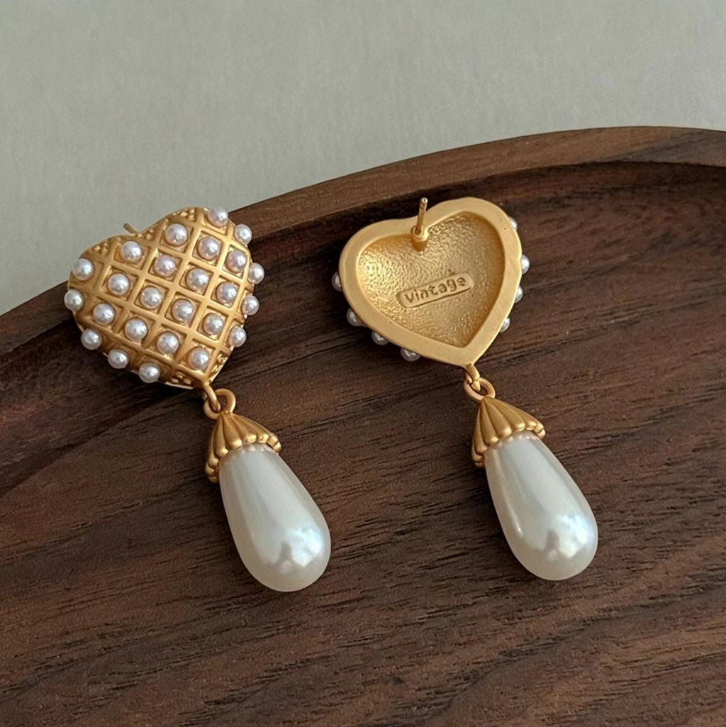 Gold Glass Bead Earrings