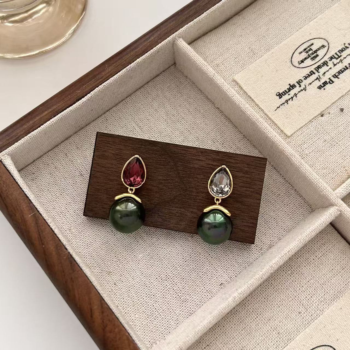 Dark Green Resin Stone Drop Earrings