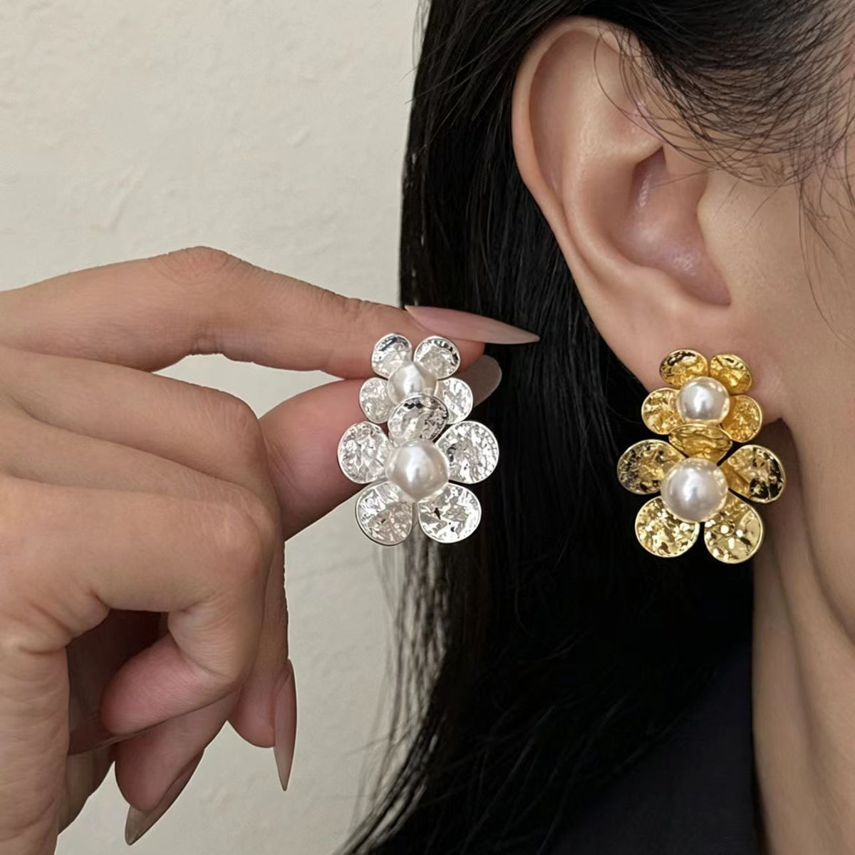 Silver Glass Bead Earrings