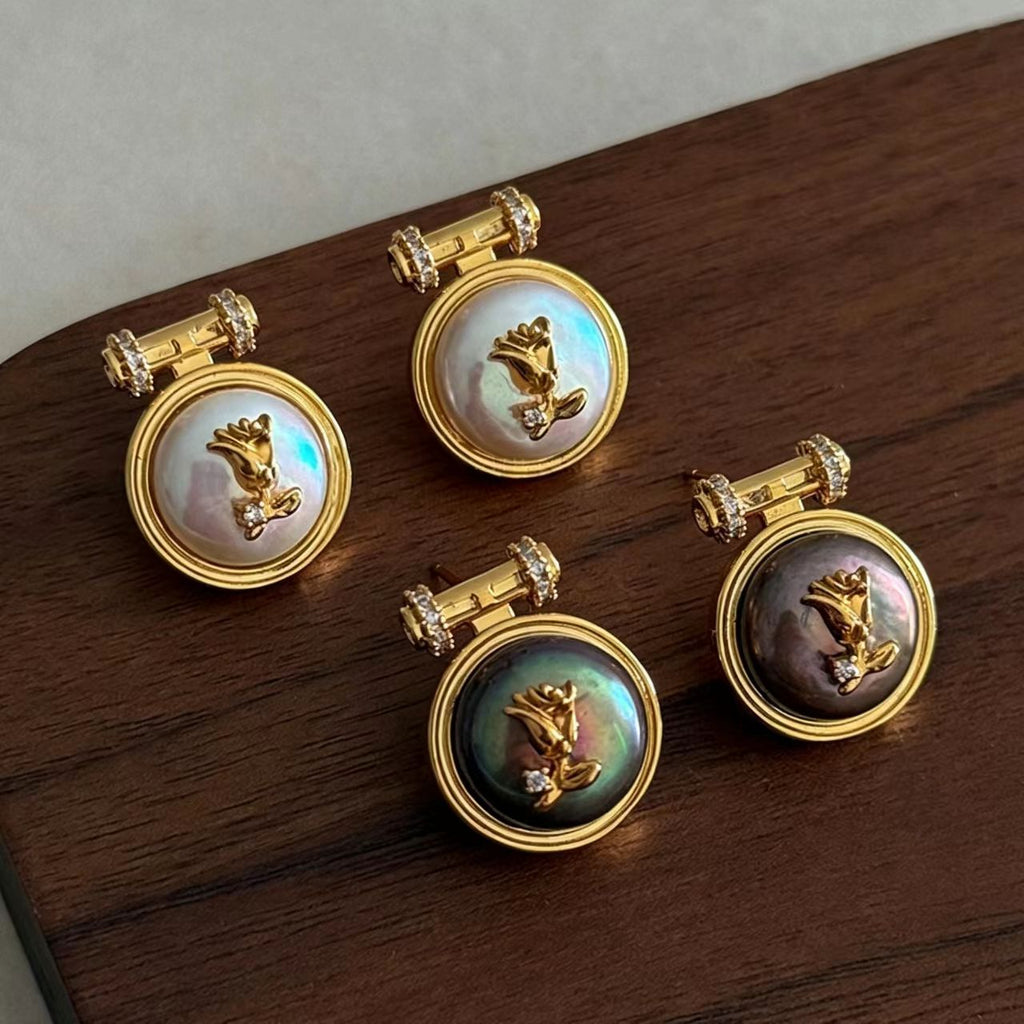 White Baroque Pearl Gold-Plated Earrings