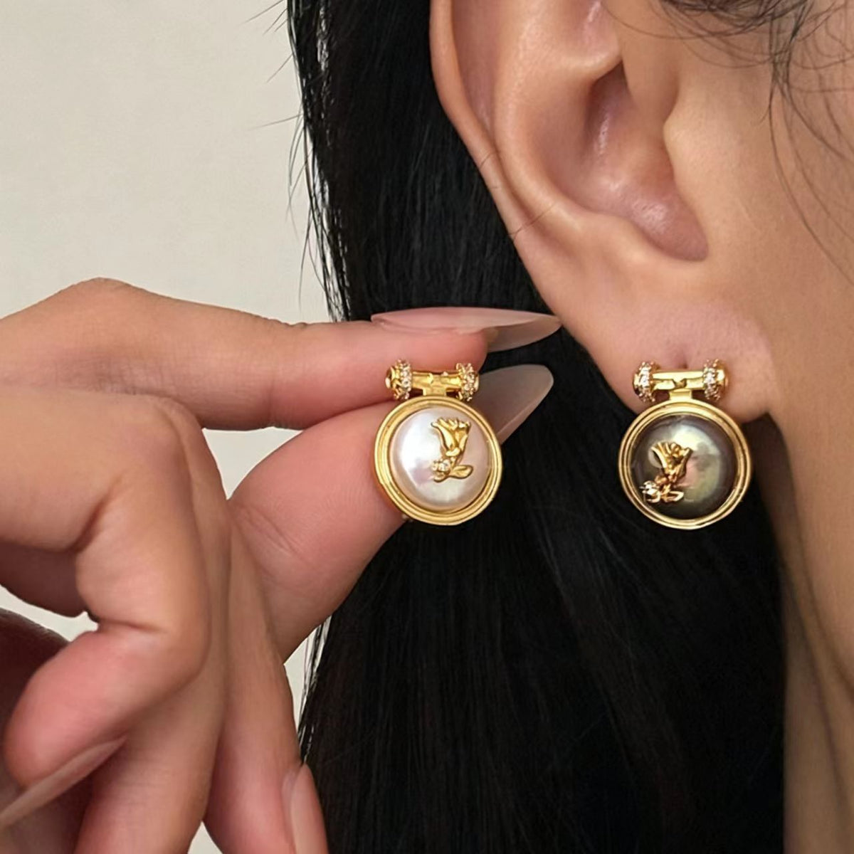 Purple Baroque Pearl Gold-Plated Earrings