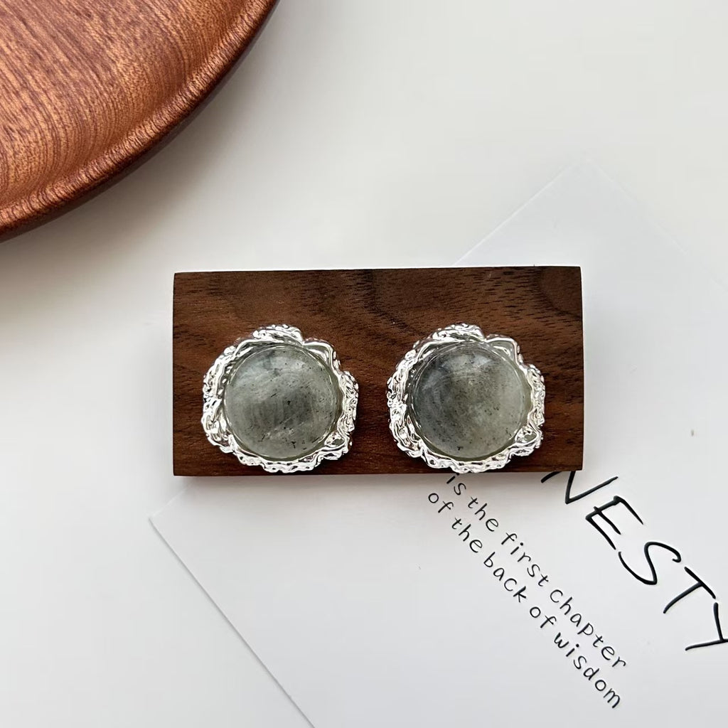 Gray Natural Stone Earrings