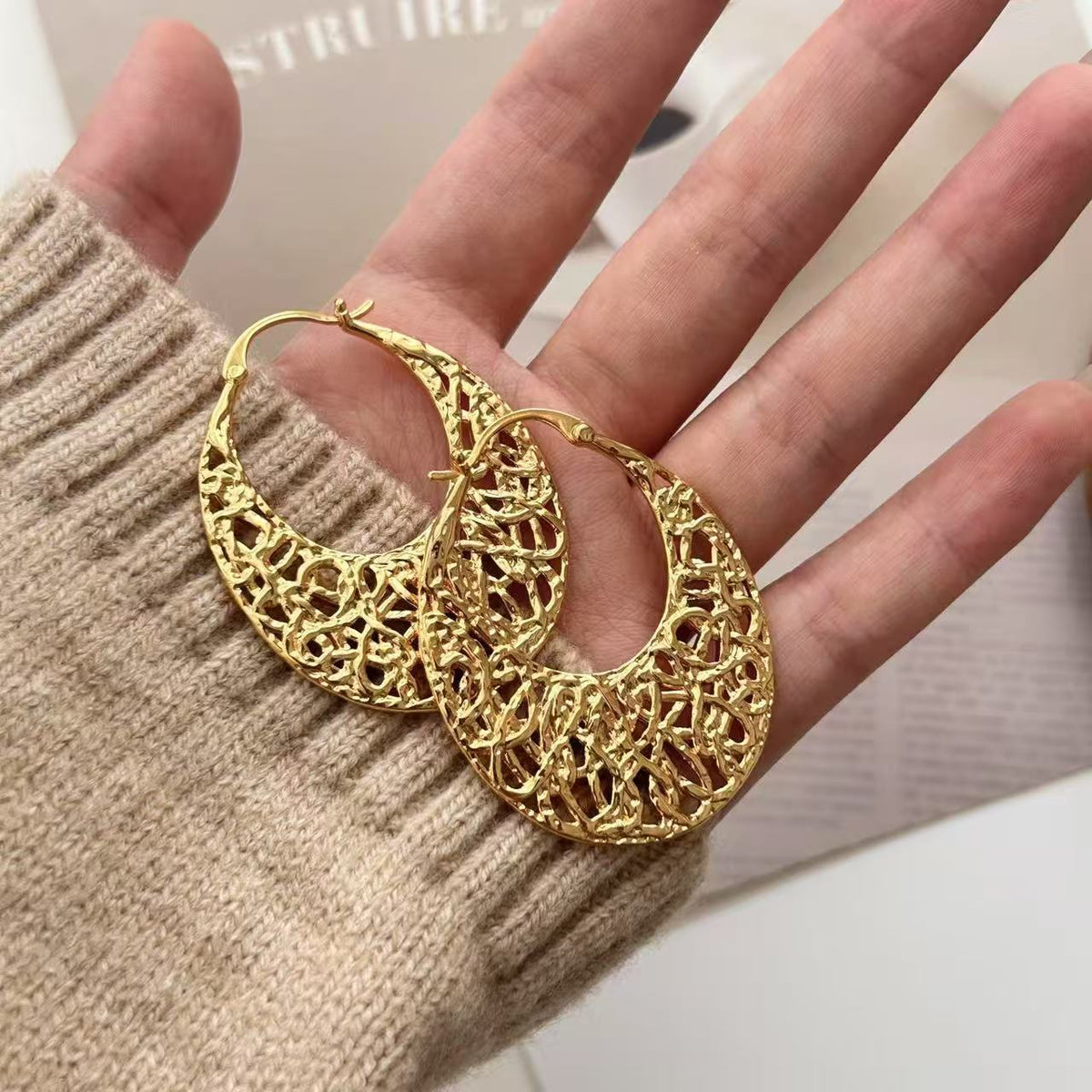 Gold-Plated Brass Earrings