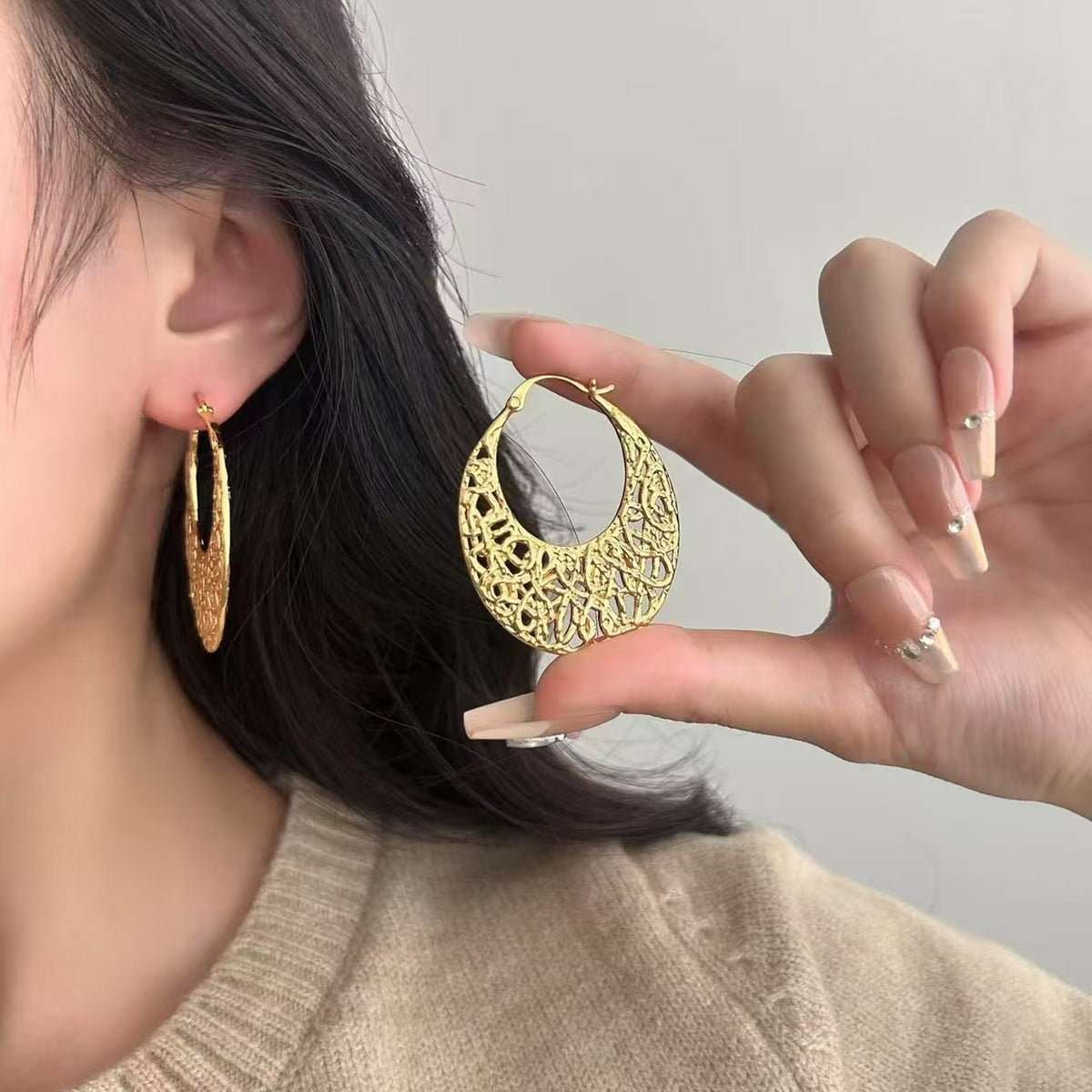 Gold-Plated Brass Earrings