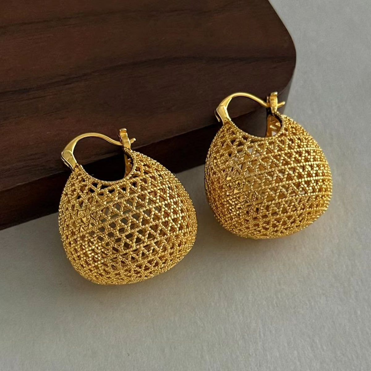 Gold-Plated Brass Earrings