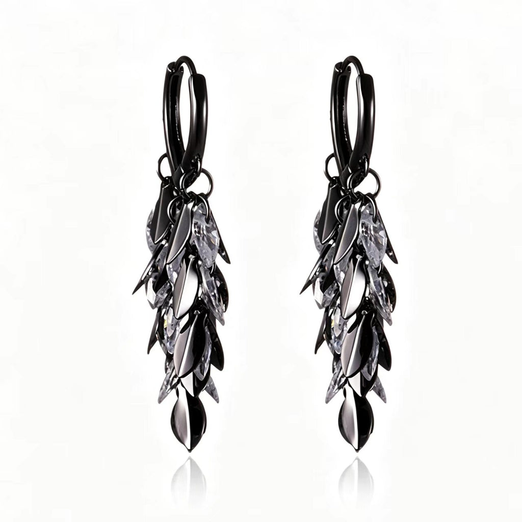 Gunmetal Black Cubic Zirconia Statement Earrings