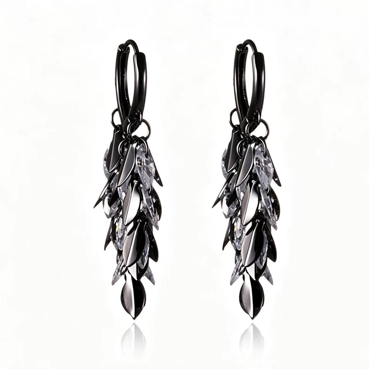 Gunmetal Black Cubic Zirconia Statement Earrings