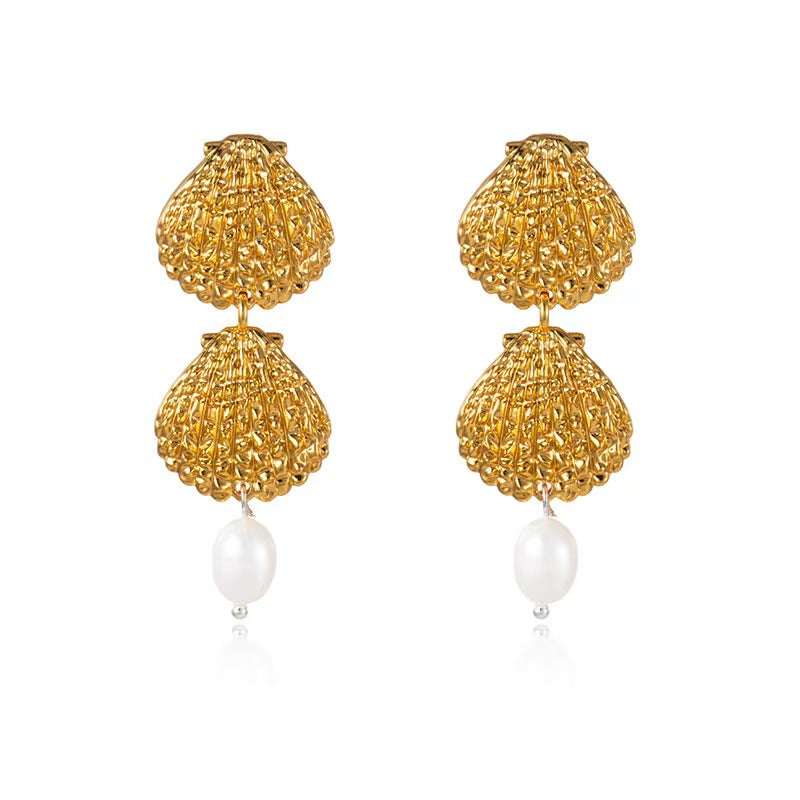 Gold Freshwater Pearl Gold-Plated Earrings