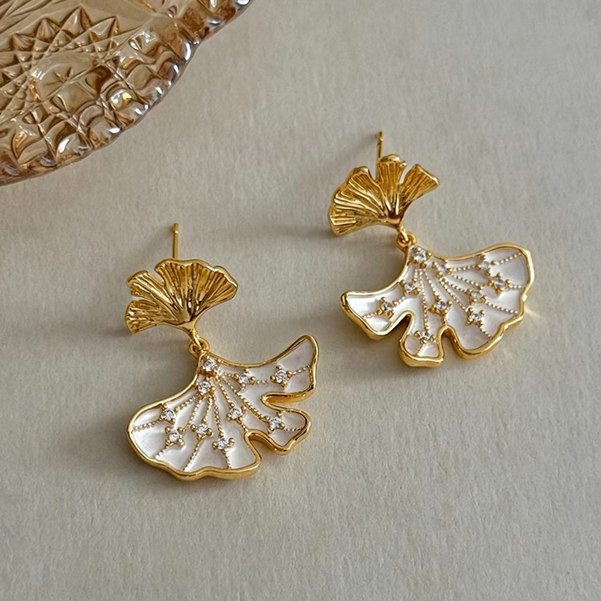 Pink Rhinestone Enamel Earrings
