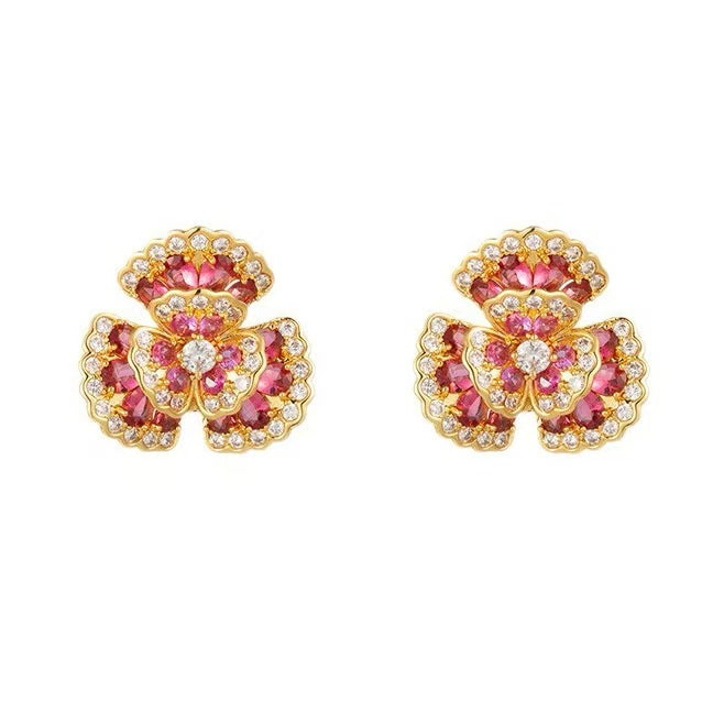 Red Colorful Cubic Zirconia Earrings