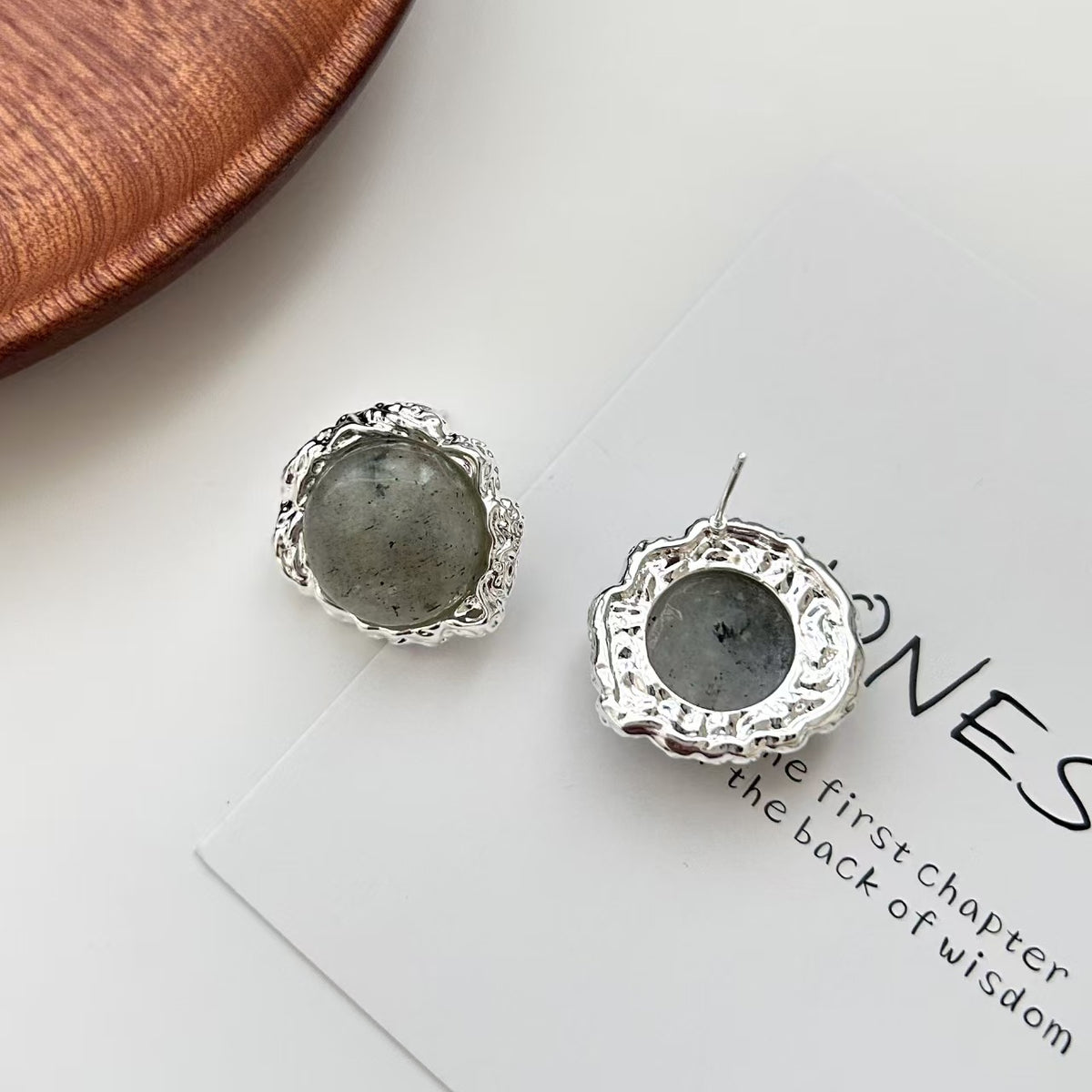 Gray Natural Stone Earrings