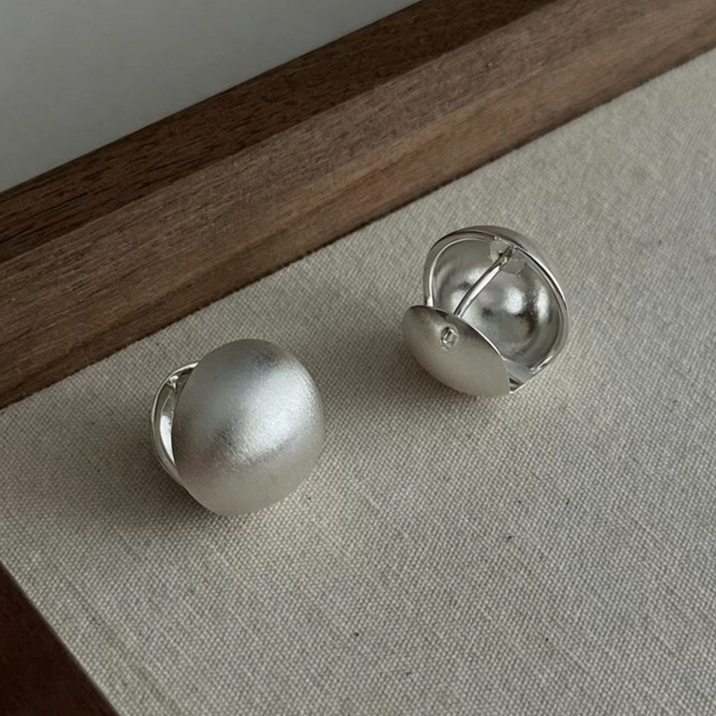 Silver Brushed Brass Statement Earrings