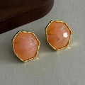 Nude Pink Resin Gold-Plated Earrings