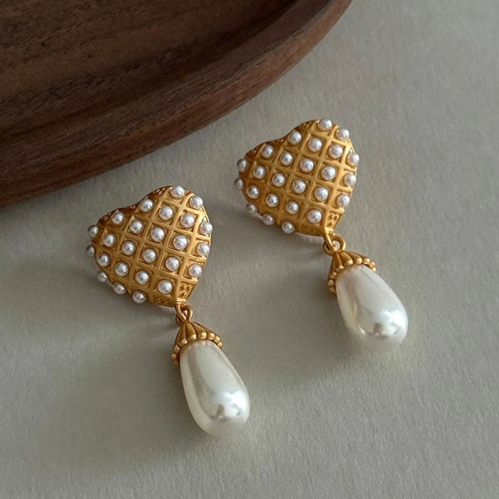 Gold Glass Bead Earrings