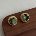 Gold & Green Natural Stone Crystal Earrings