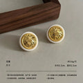 Beige Resin Gold-Plated Earrings