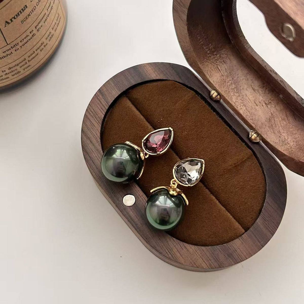 Dark Green Resin Stone Drop Earrings
