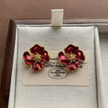 Dark Red Enamel Earrings