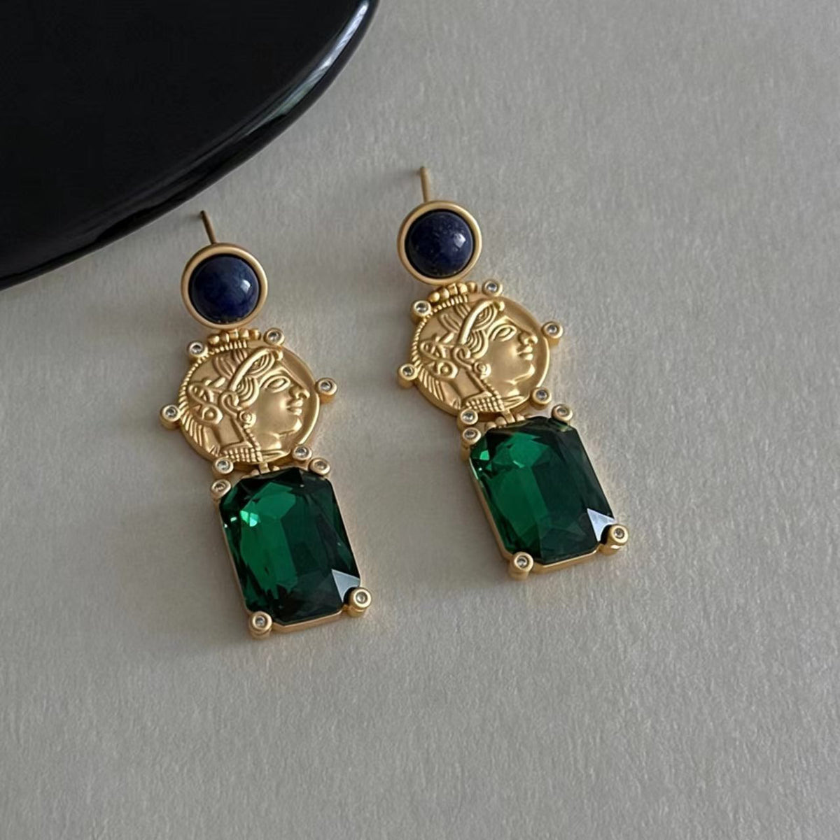 Green Natural Stone Resin Stone Earrings