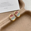 Blue Enamel Gold-Plated Earrings