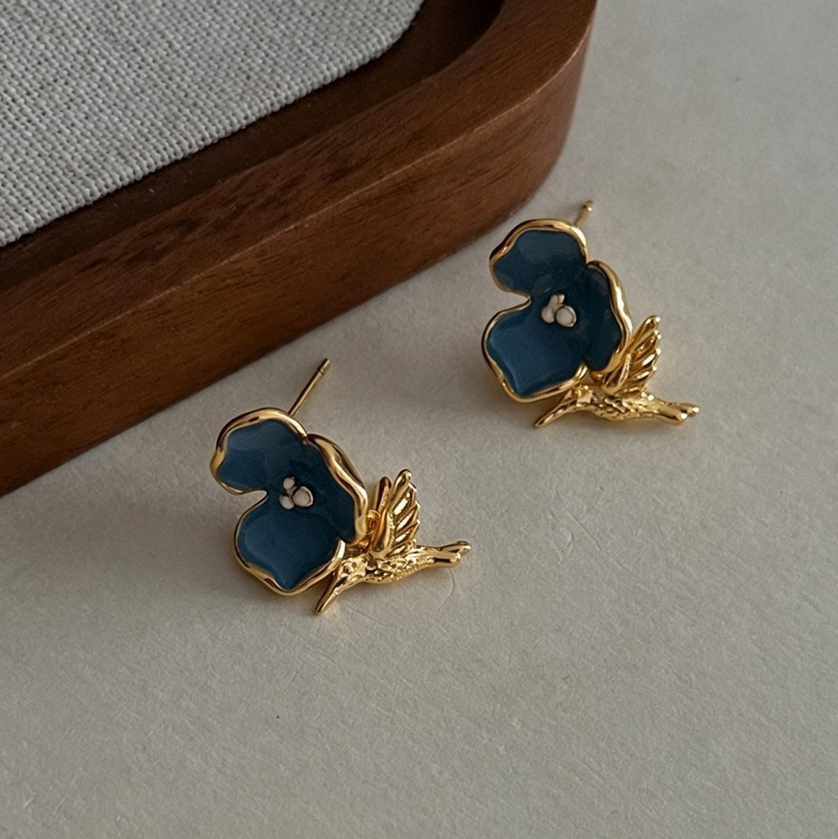 Blue Enamel Earrings