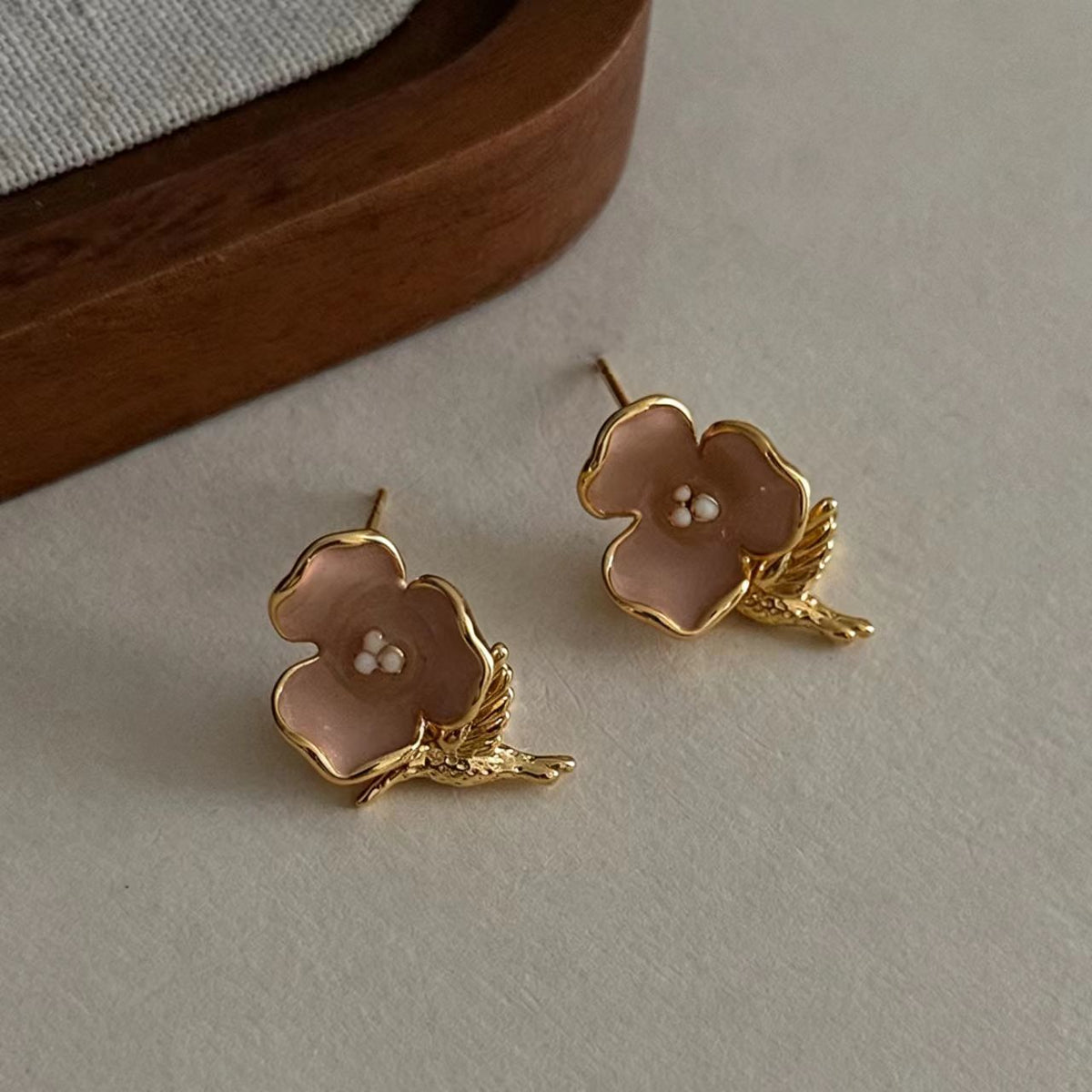 Pink Enamel Earrings
