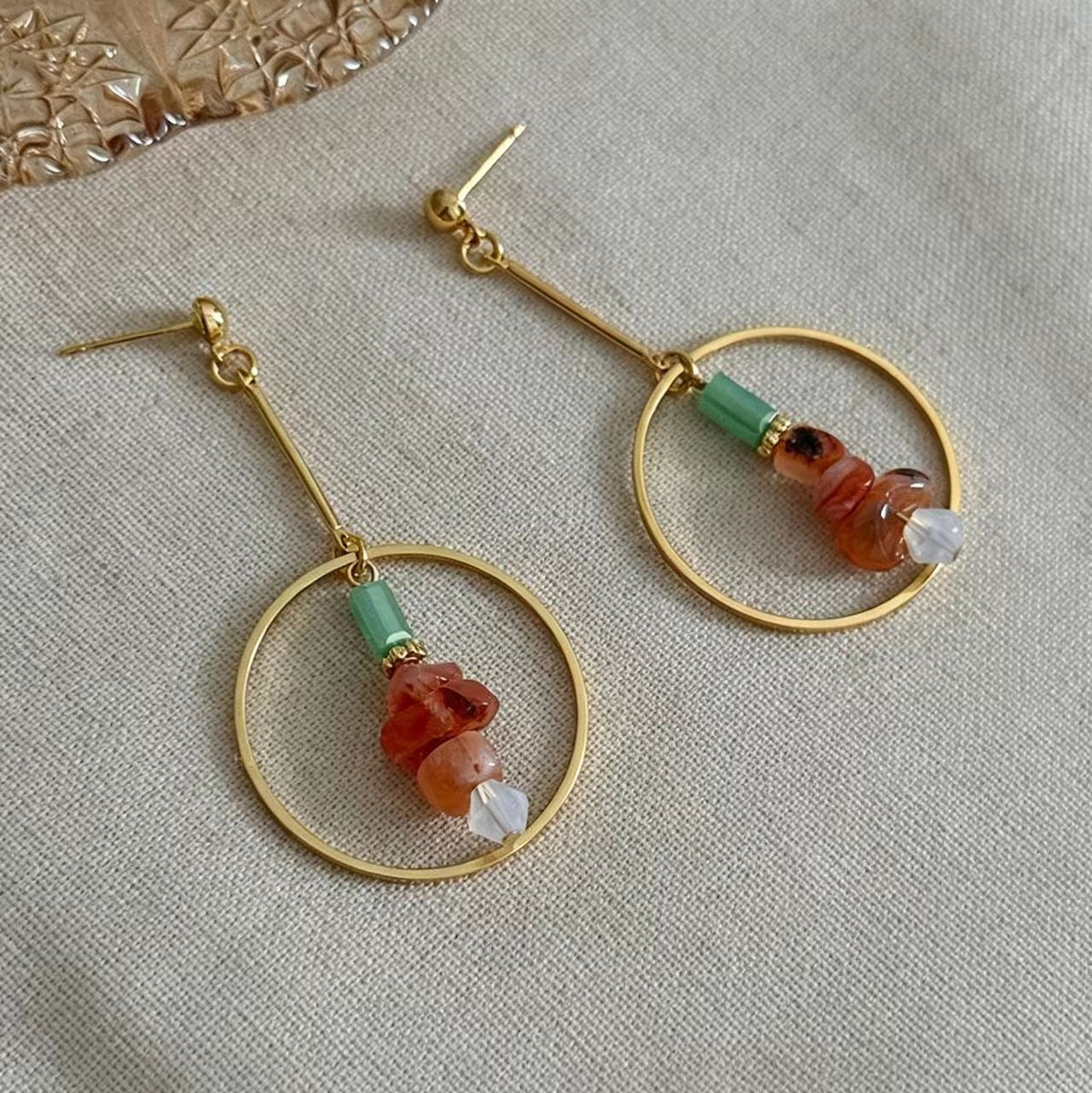 Red Natural Stone Earrings