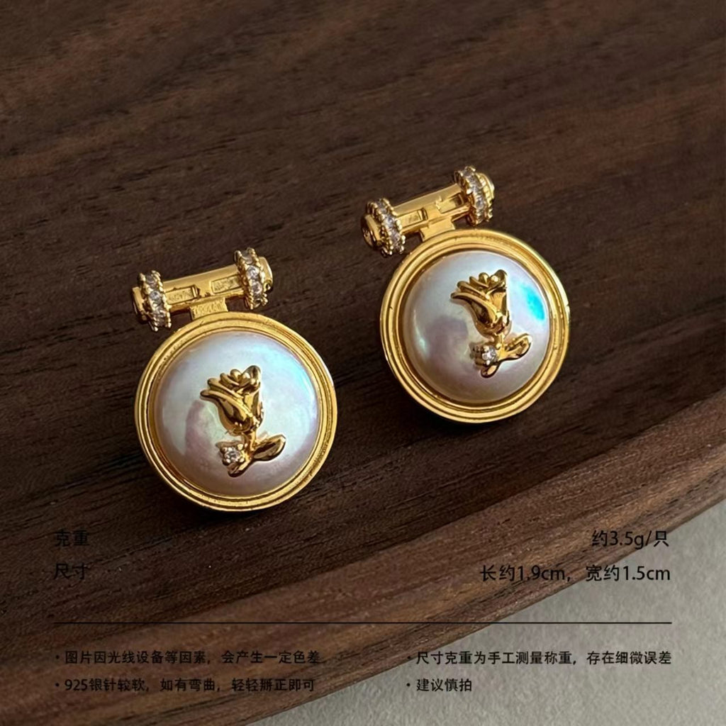 White Baroque Pearl Gold-Plated Earrings