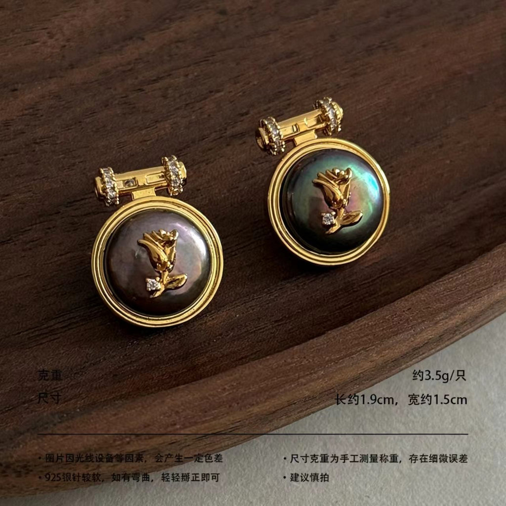 Purple Baroque Pearl Gold-Plated Earrings