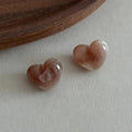 Brown White Cat Eye Resin Earrings