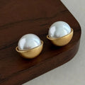 Gold Glass Bead Earrings