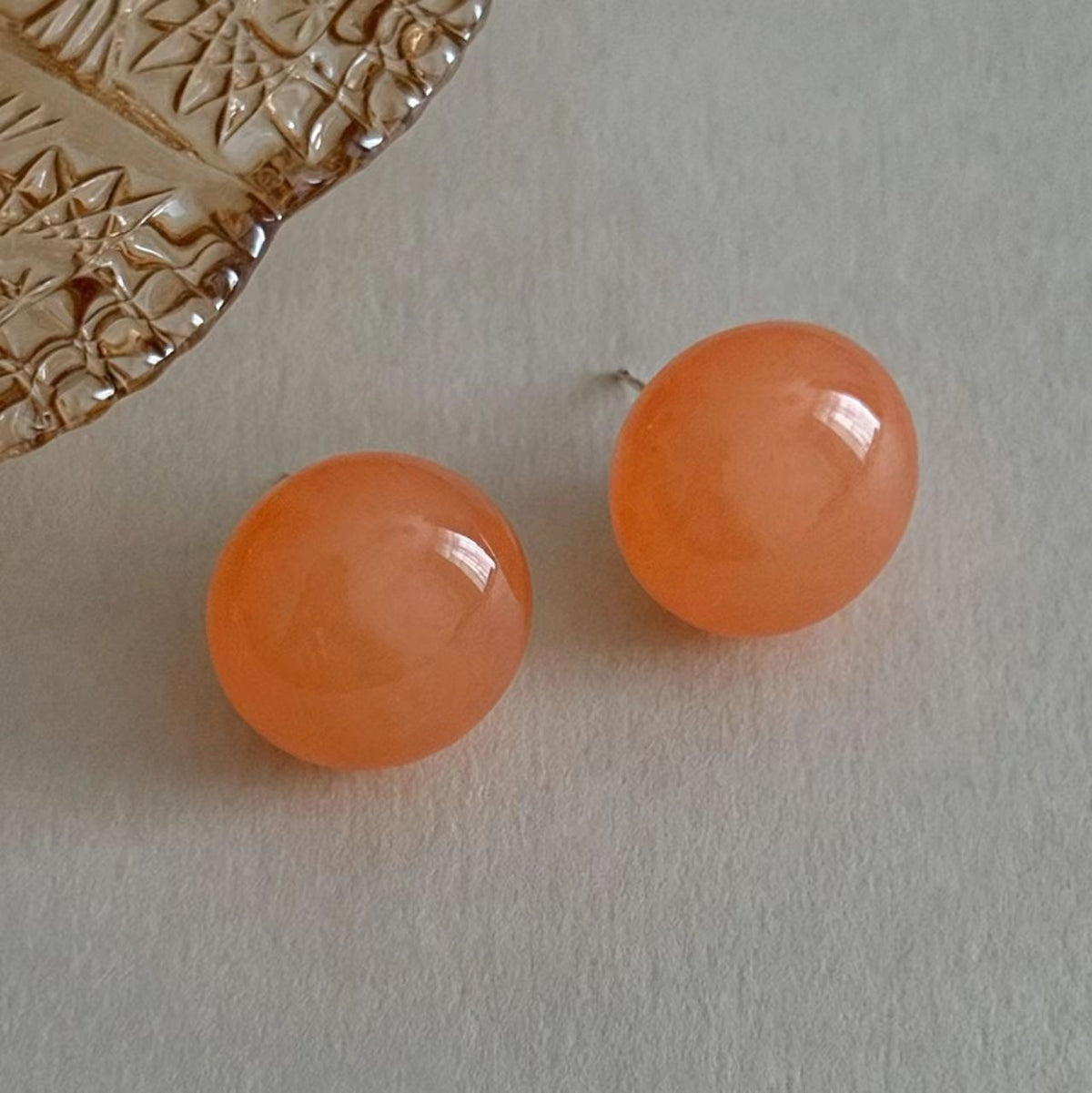 Orange Resin Bead Earrings