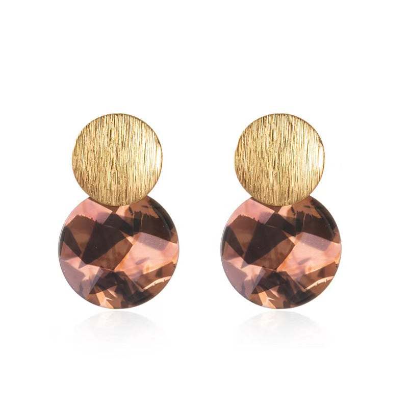 Leopard Print Resin Brushed Gold-Plated Earrings