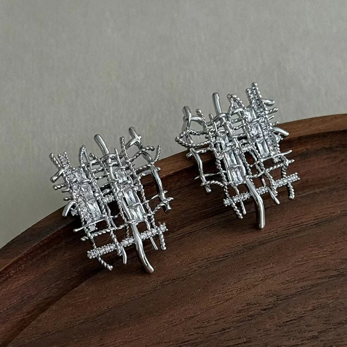 Silver Cubic Zirconia Statement Earrings