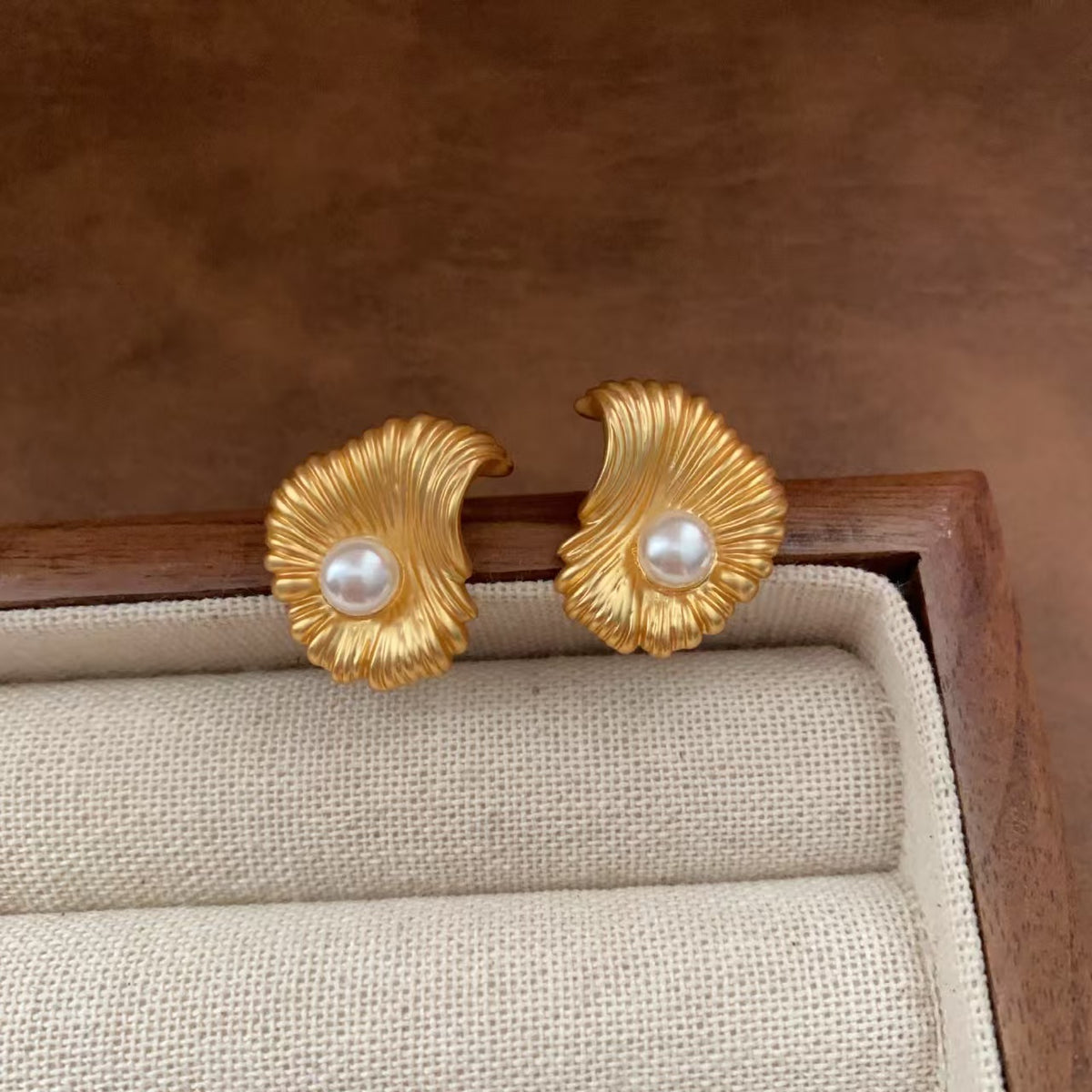 Gold Glass Bead Earrings