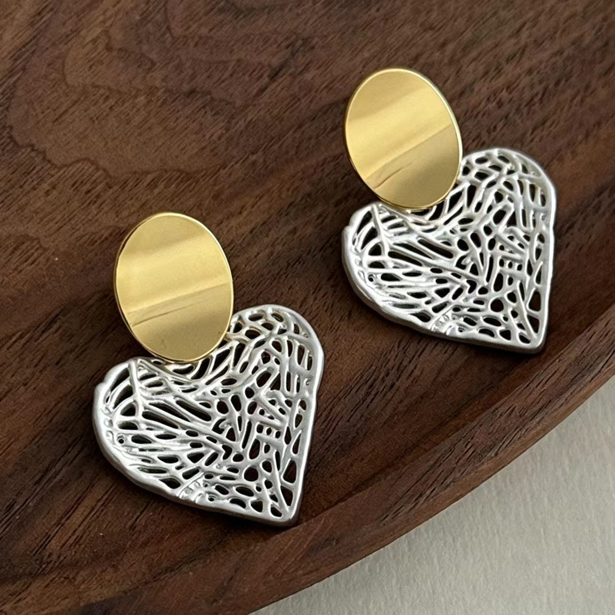 White Brushed Silver-Plated Earrings