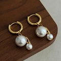 White Glass Bead Gold-Plated Earrings