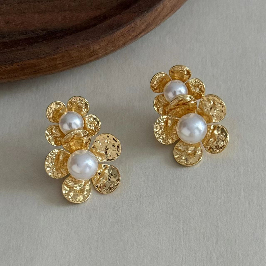 Gold Glass Bead Earrings
