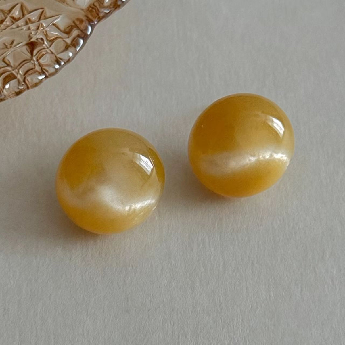 Yellow Cat Eye Resin Earrings