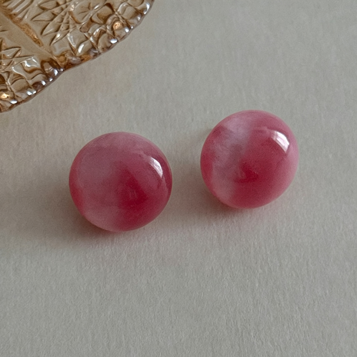 Pink Cat Eye Resin Earrings