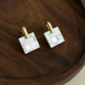 White Mother-of-Pearl Gold-Plated Earrings