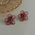 Dark Red Crystal Bead Earrings